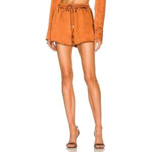 Camila Coelho Estella Shorts Brown Satin
